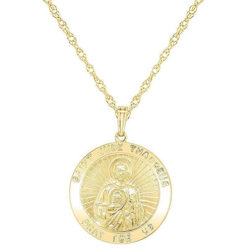 Sterling Silver Saint Jude Pendant, Womens 14k Gold Plated Product Image