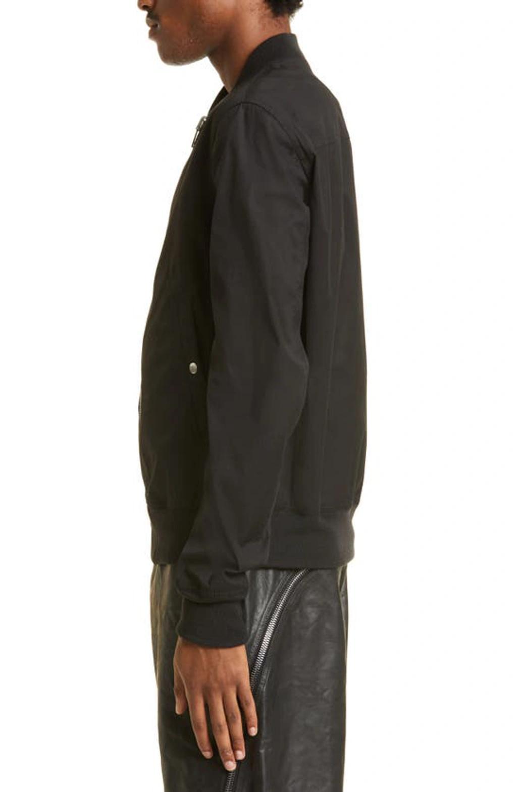 Zip-up Virgin Wool Bomber Jacket In Black Product Image