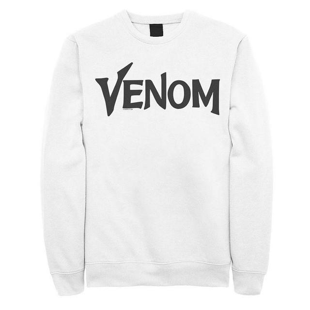 Mens Marvel Venom Logo Black Simple Title Graphic Fleece Pullover White Product Image