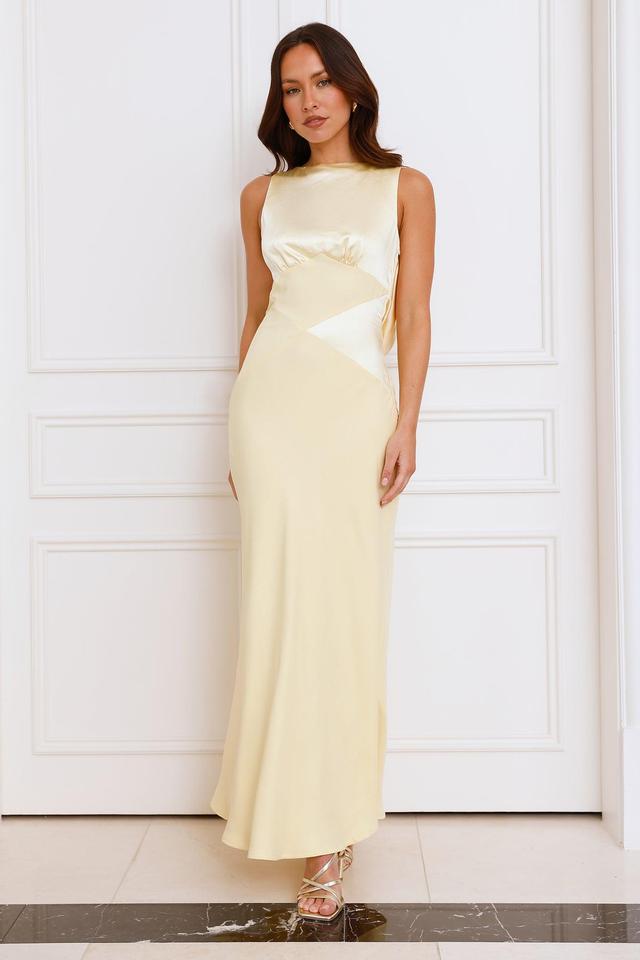 Refined Seascape Satin Maxi Dress Yellow Product Image