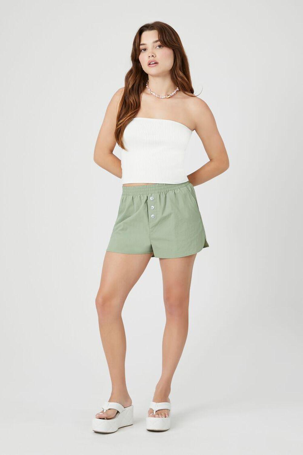 Button-Front Dolphin-Hem Shorts | Forever 21 Product Image