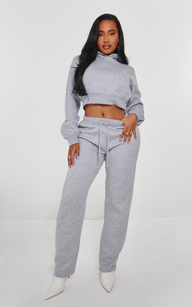 PRETTYLITTLETHING Shape Grey Marl Printed Back Oversized Sweatpants Product Image