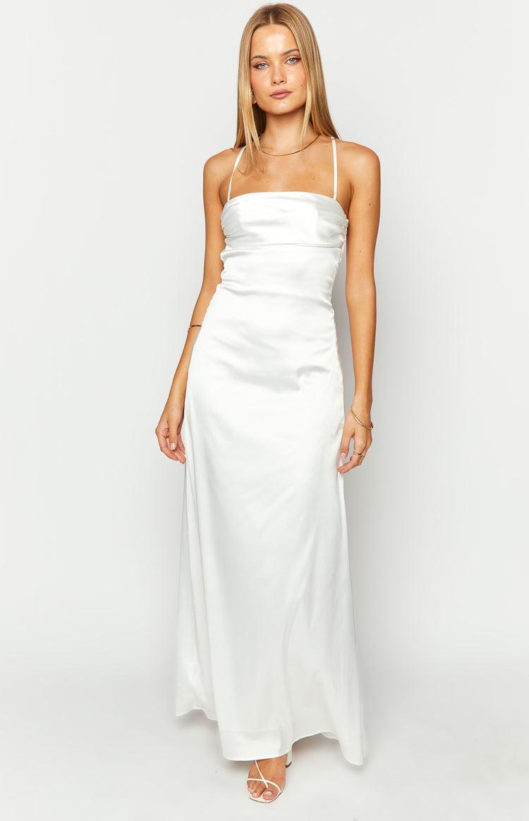 Blaise White Satin Maxi Dress Product Image