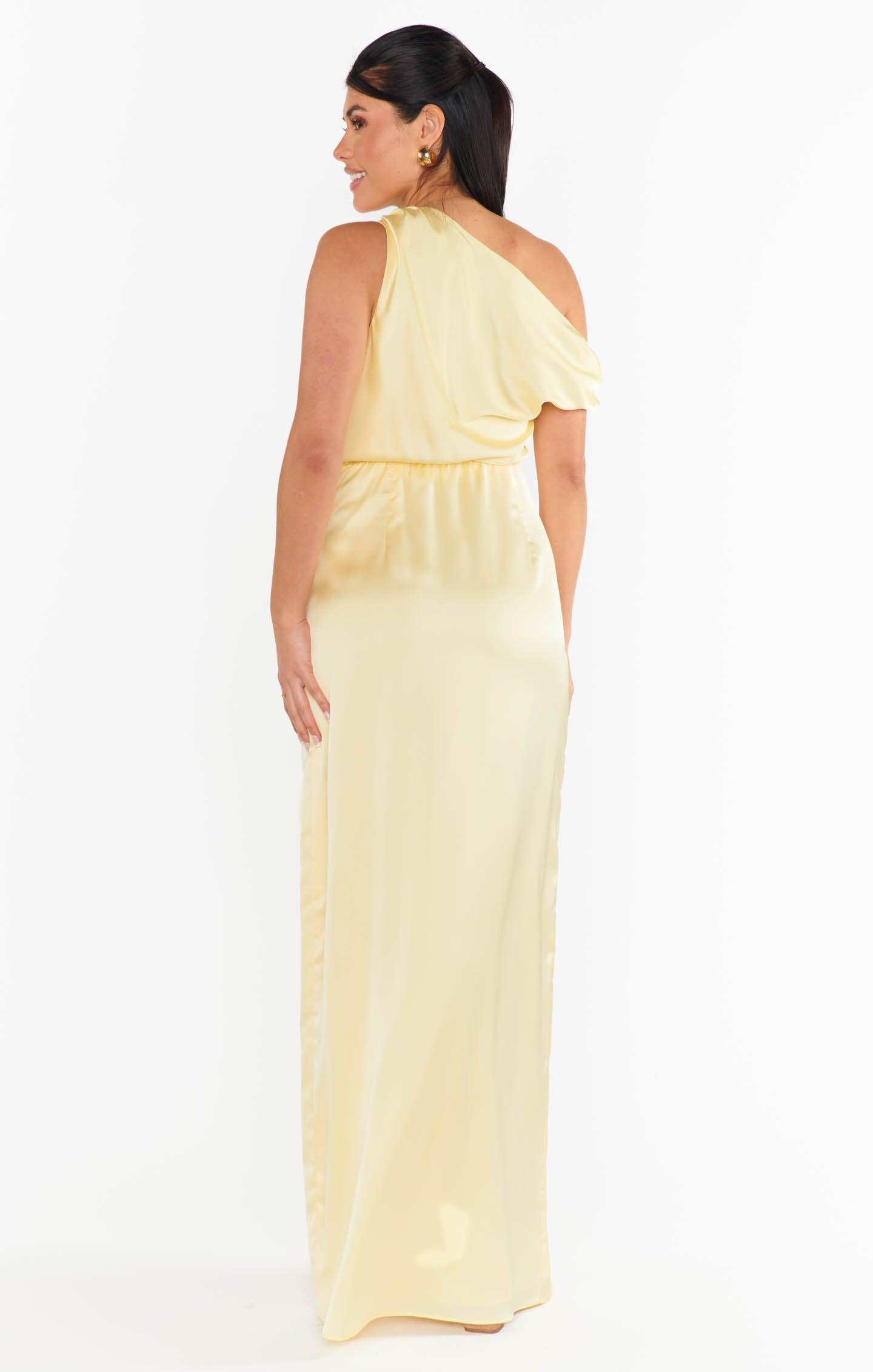 Jodie Dress ~ Pale Yellow Luxe Satin Product Image