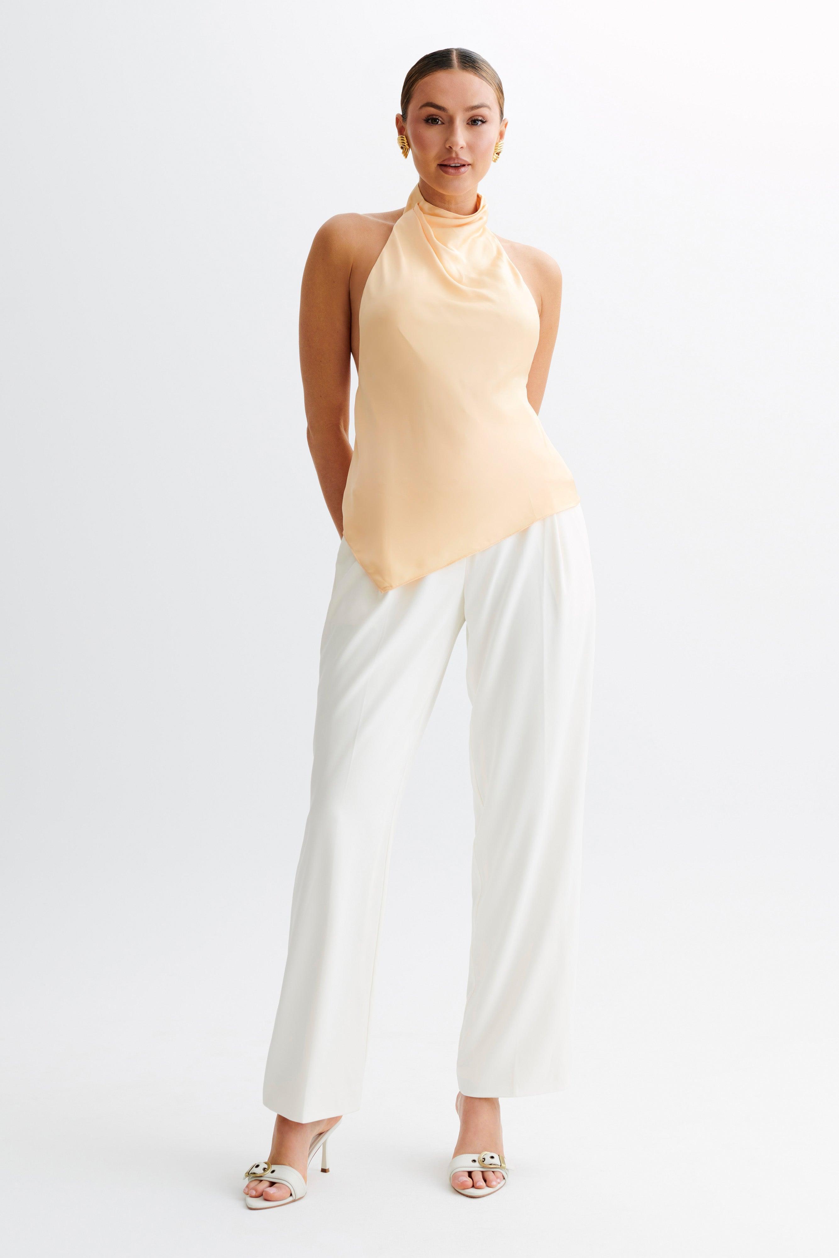 Seraphine Satin Halter Top - Peach Product Image