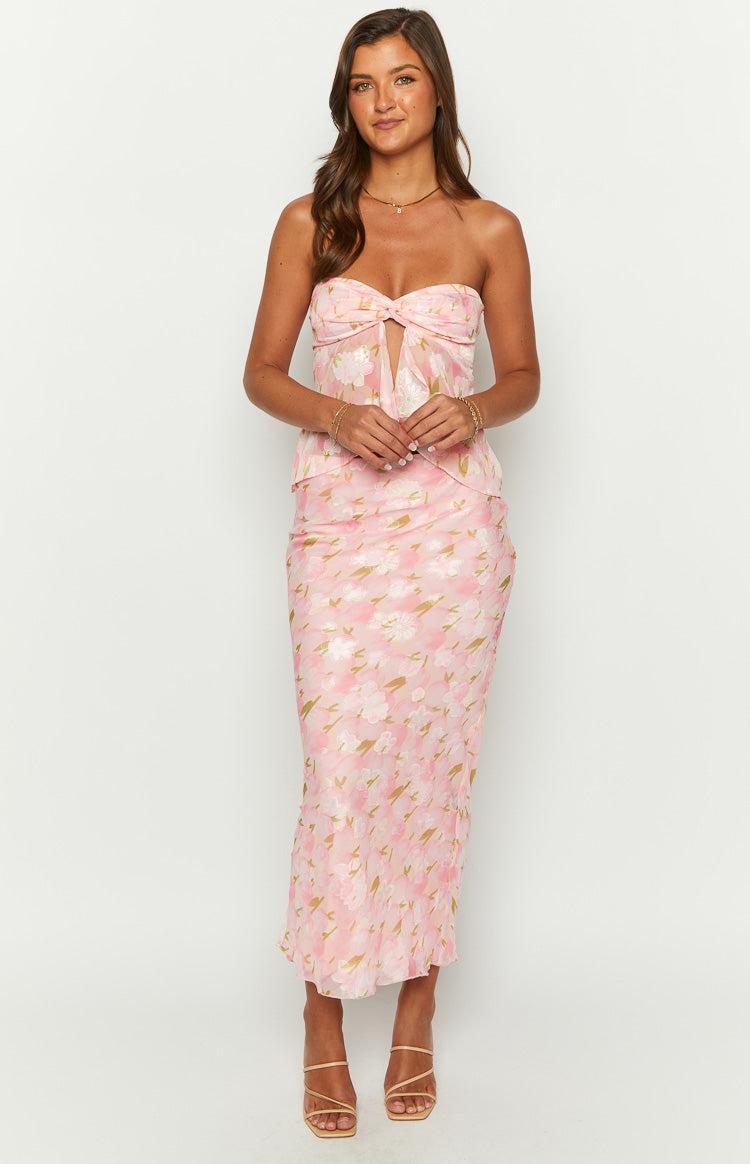 Jacqulin Pink Floral Strapless Top Product Image