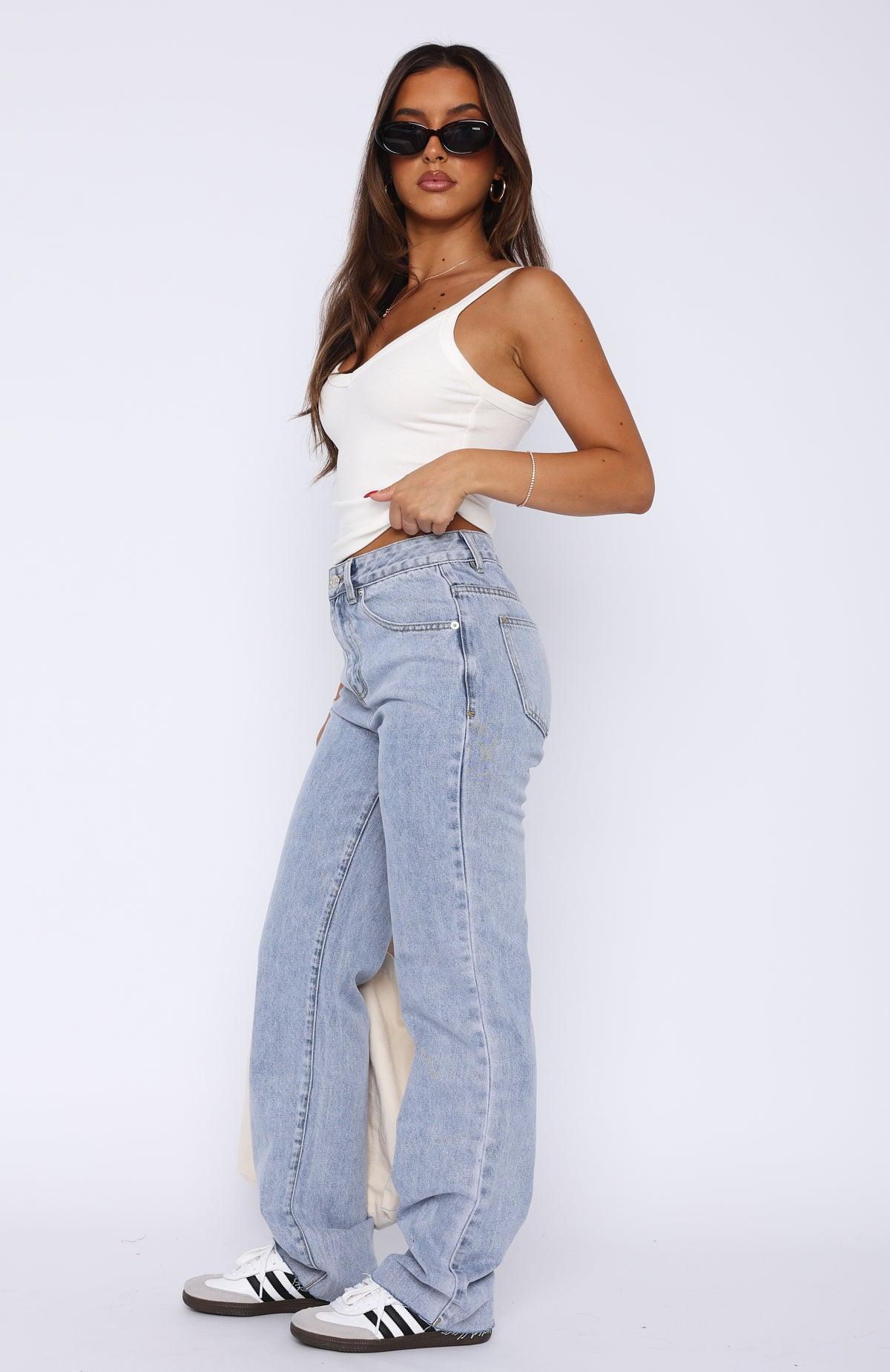 Jordyn High Waisted Straight Leg Jeans Light Blue Wash Product Image