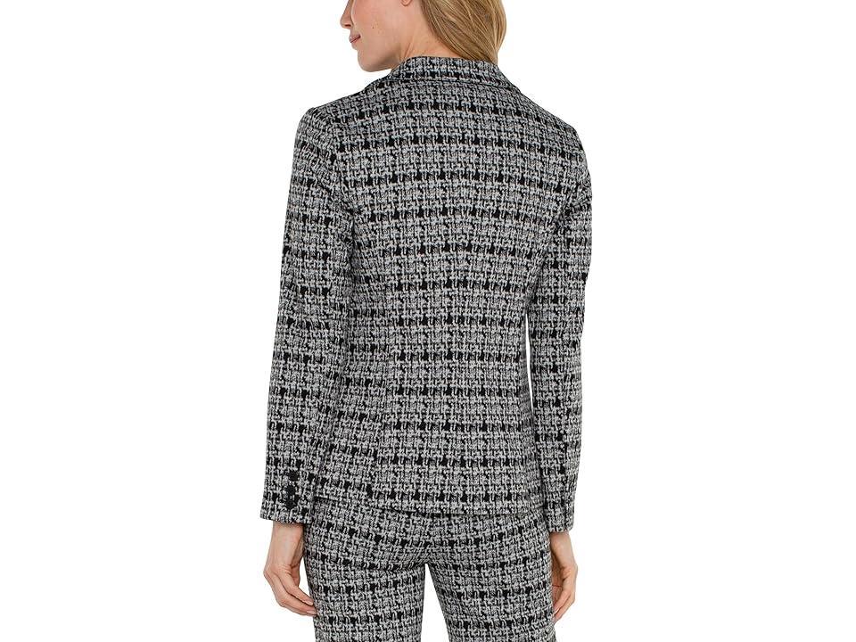 Liverpool Los Angeles Fitted Blazer Plaid Knit Grey Plaid) Women's Vest Product Image