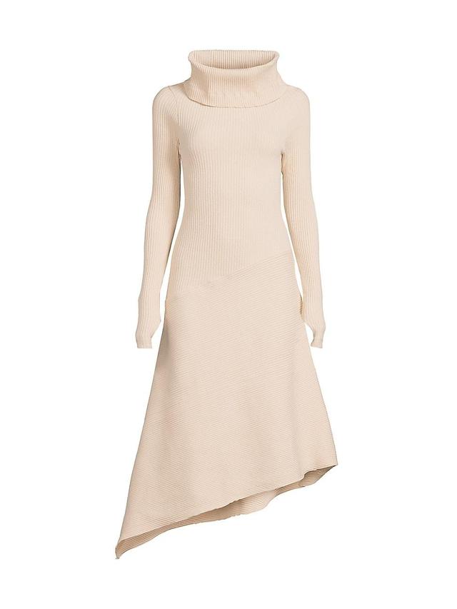 Womens Asymmetric Turtleneck Cotton Dress Product Image