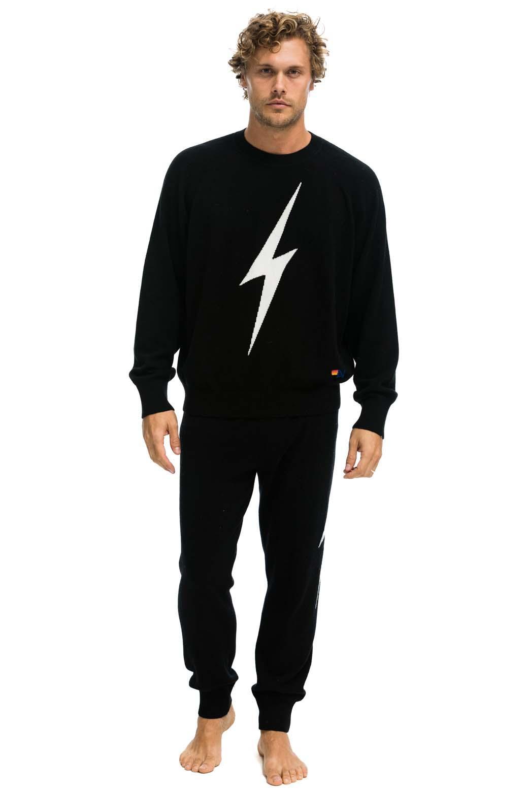 MEN'S BOLT CASHMERE LIGHT SWEATER PANT	- BLACK // WHITE BOLT Male Product Image