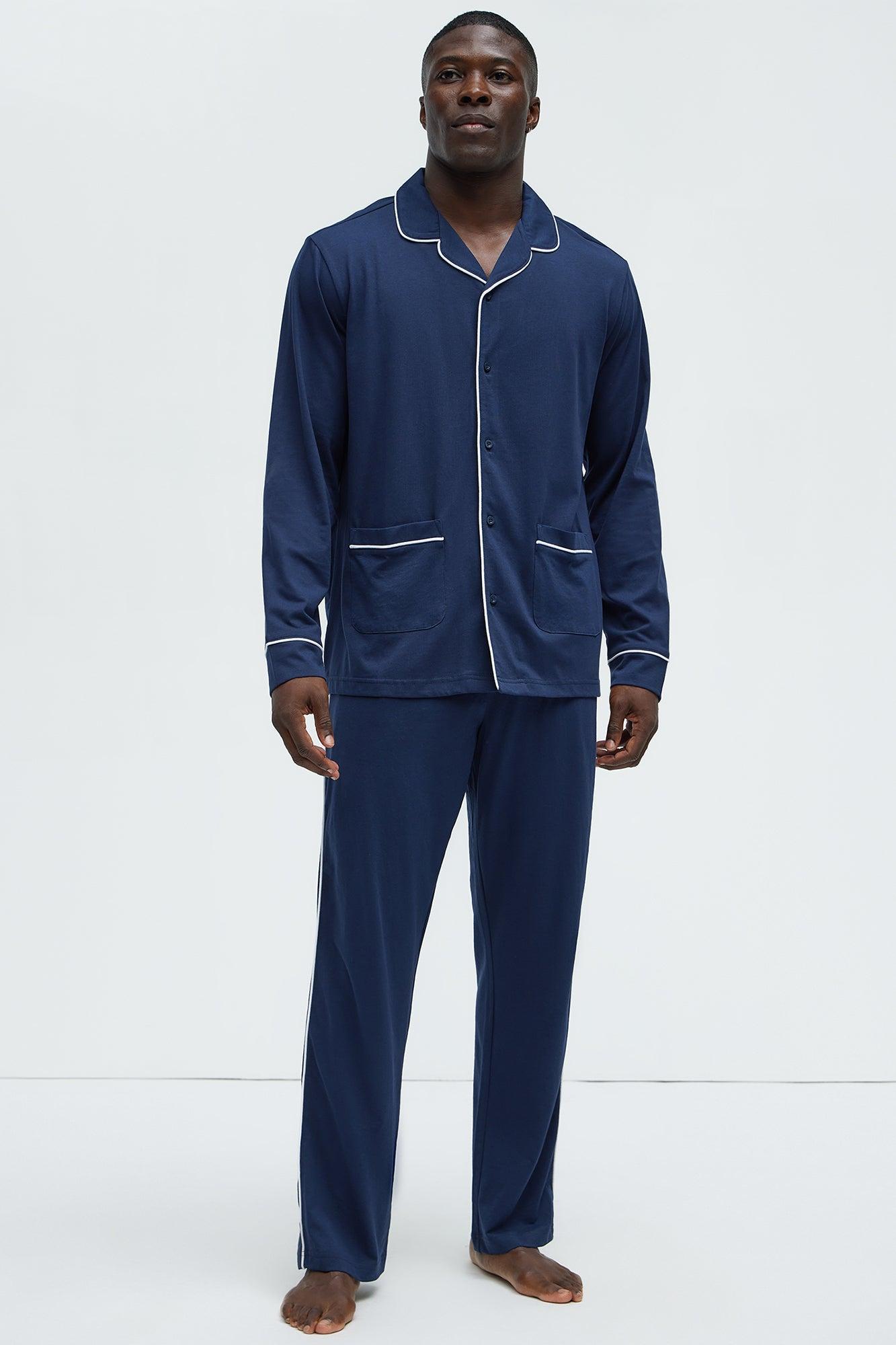 Modal Relaxed Pajama Long Sleeve - Navy Product Image