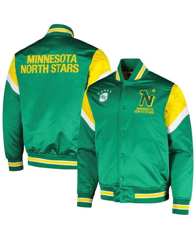 Mens Mitchell & Ness Kelly Green Minnesota North Stars Midweight Satin Full-Snap Jacket Product Image