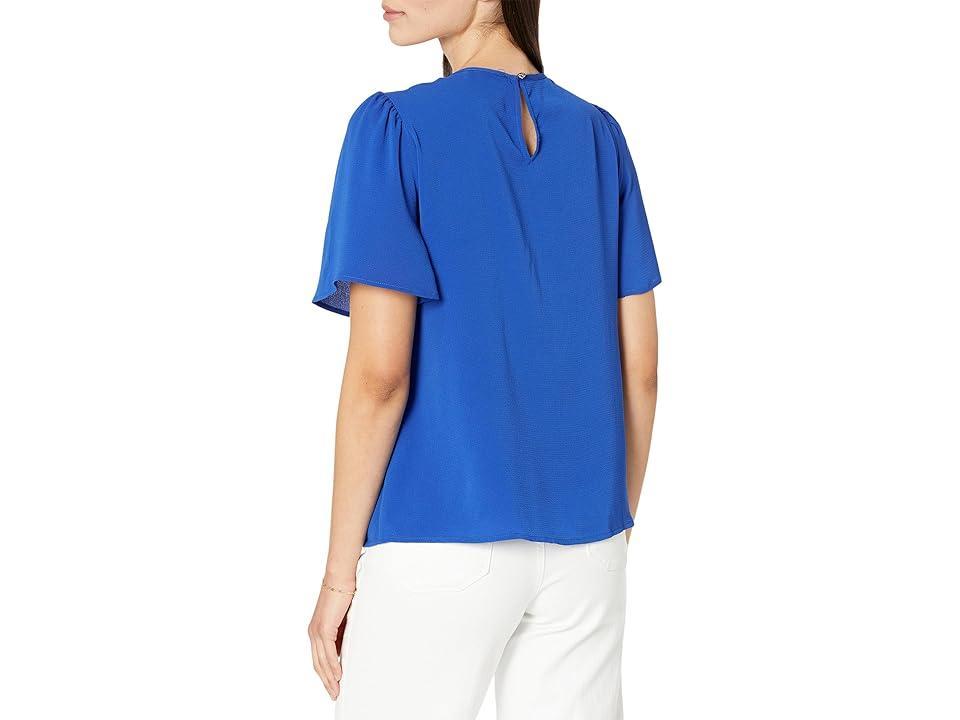 CeCe Pin Tuck Blouse with Flutter Sleeve (Royal ) Women's Clothing Product Image