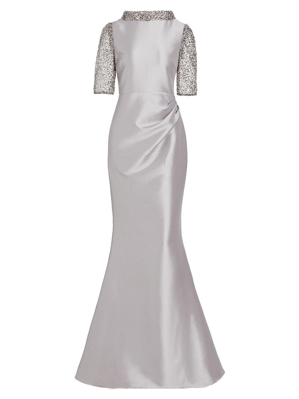 Womens Beaded Metallic Mermaid Gown Product Image