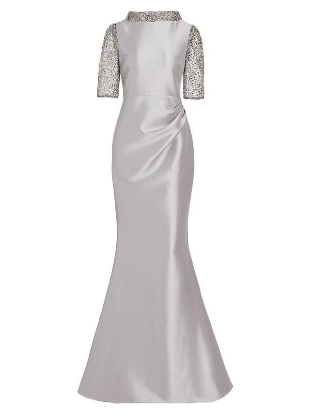 Womens Beaded Metallic Mermaid Gown Product Image