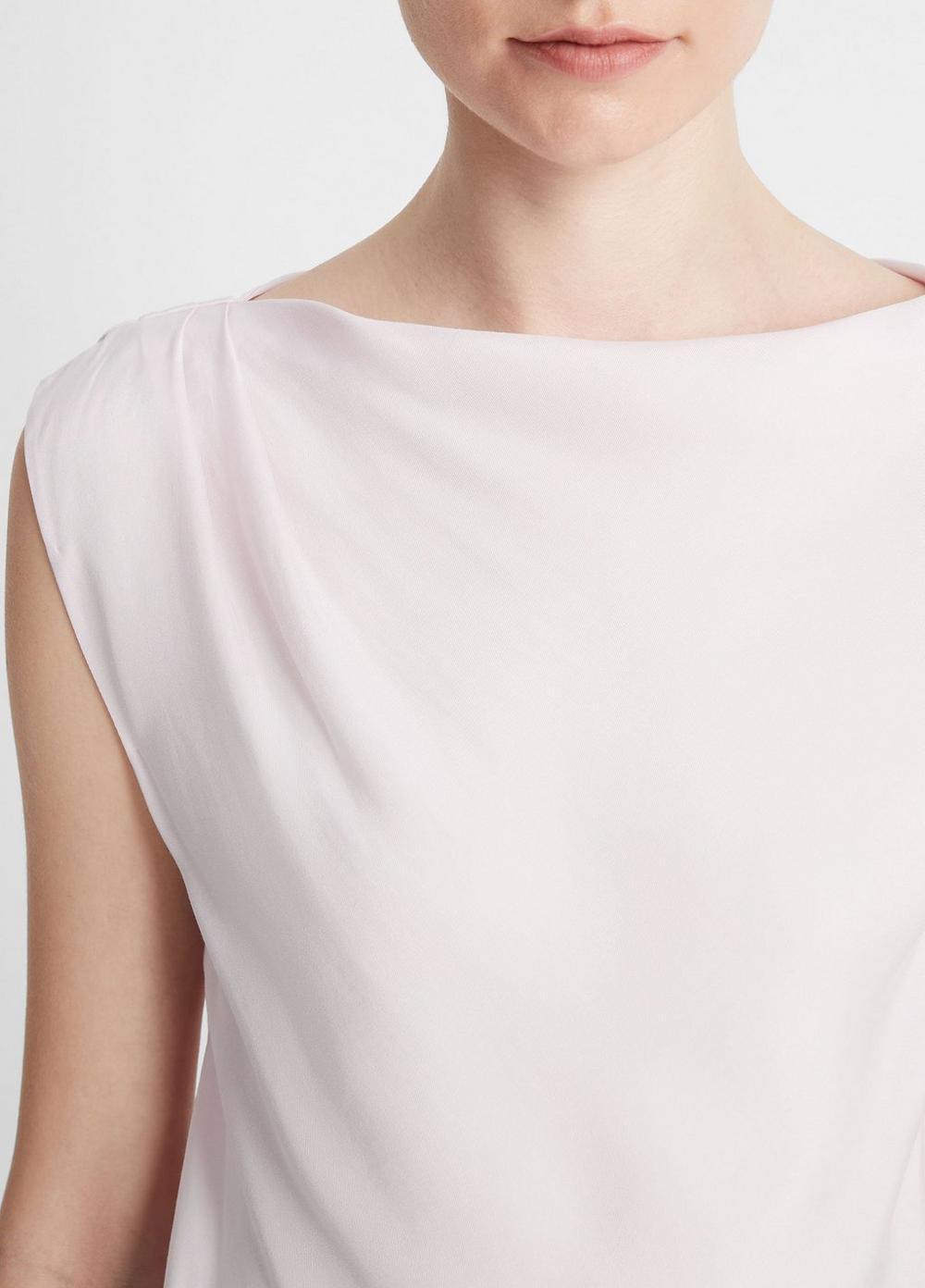 Silk-Blend Asymmetric Draped Cap-Sleeve Blouse Product Image