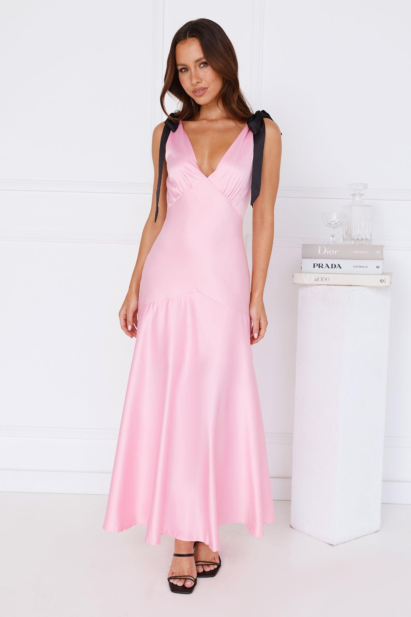 Petals And Promises Satin Maxi Dress Pink Product Image