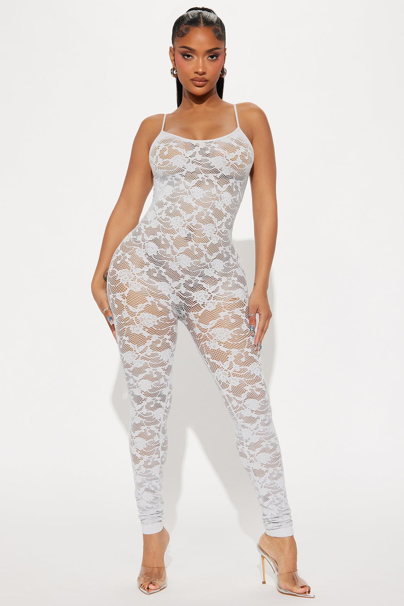 With Love Embellished Seamless Jumpsuit - Grey Product Image