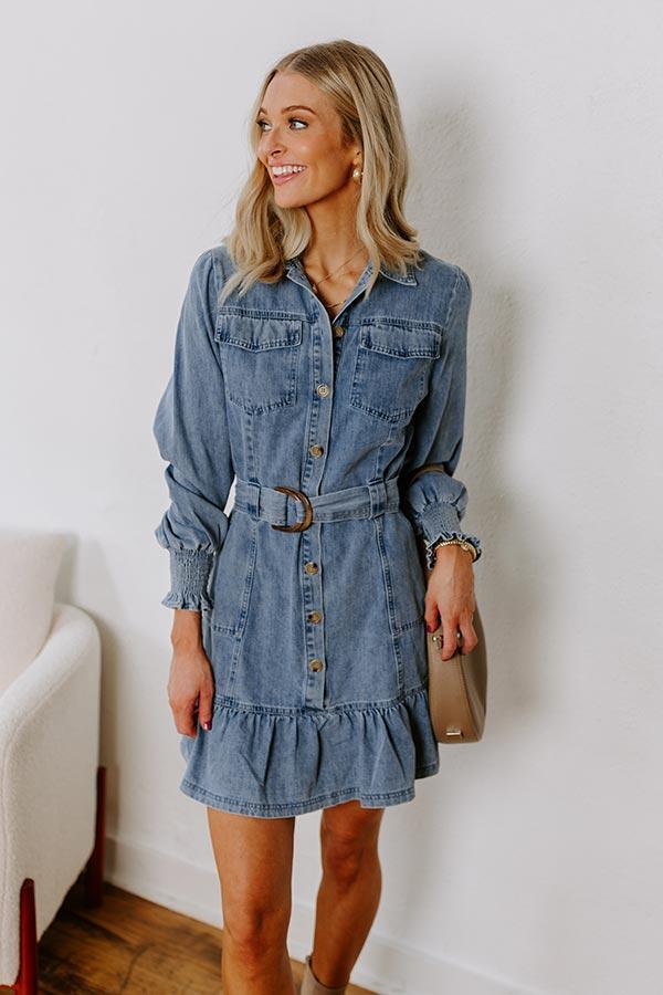 Cappuccino Please Denim Mini Dress Product Image