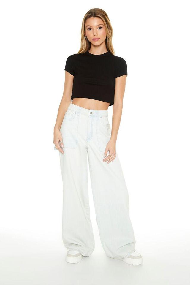 Light Bleach Wash Carpenter Mid-Rise Jeans | Forever 21 Product Image