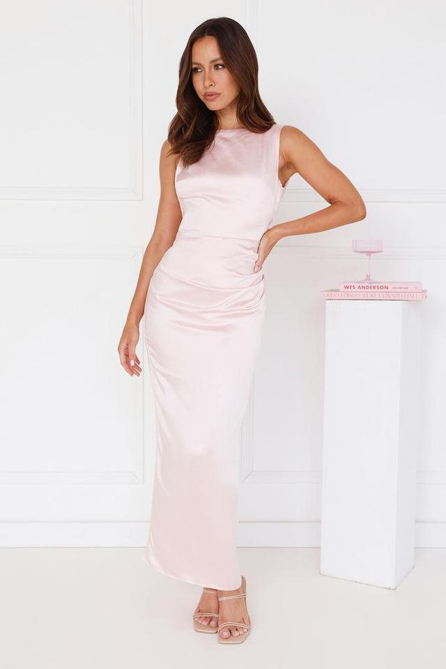 Twilight Affair Satin Maxi Dress Pink Product Image