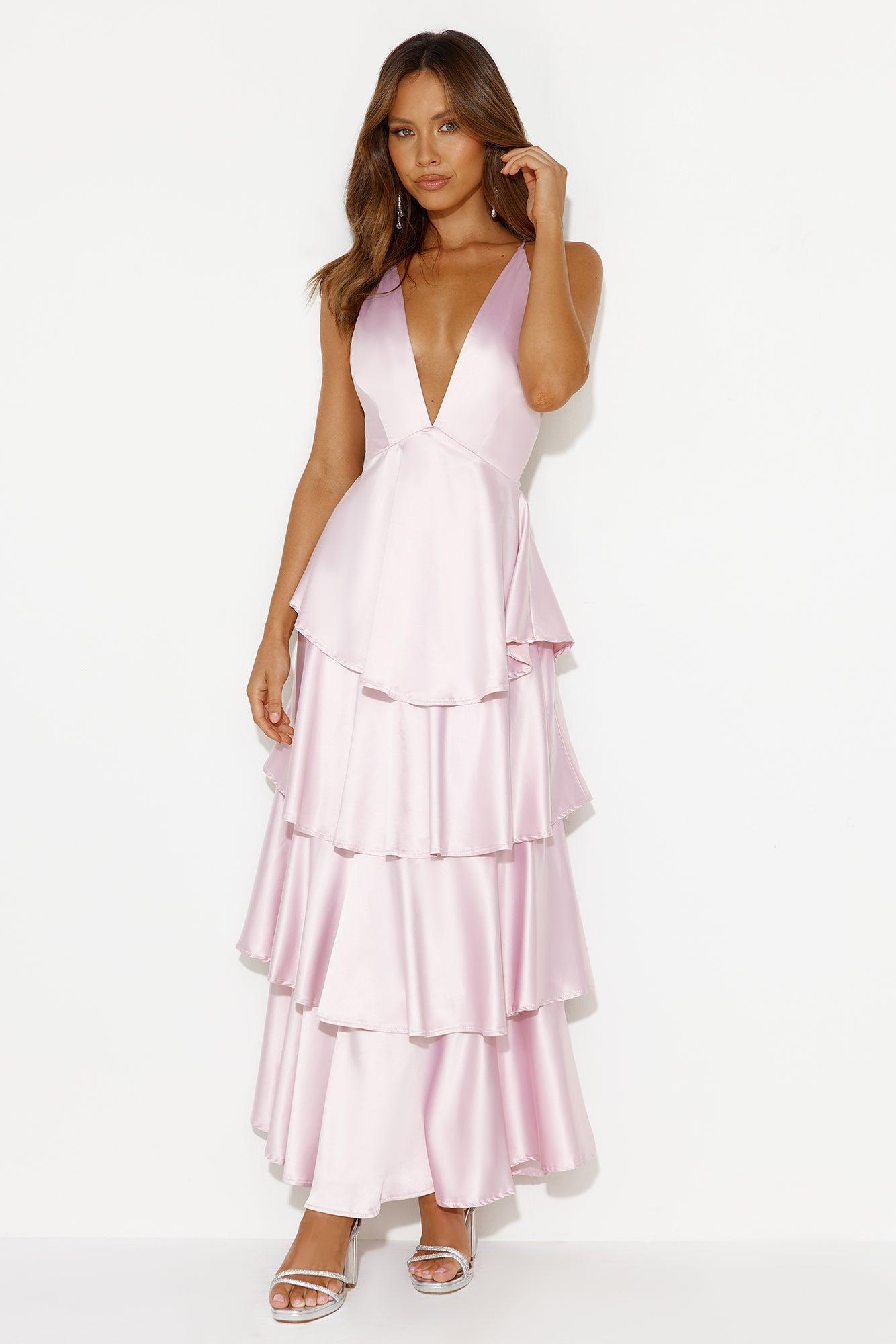 Party Of The Year Satin Maxi Dress Light Pink Product Image