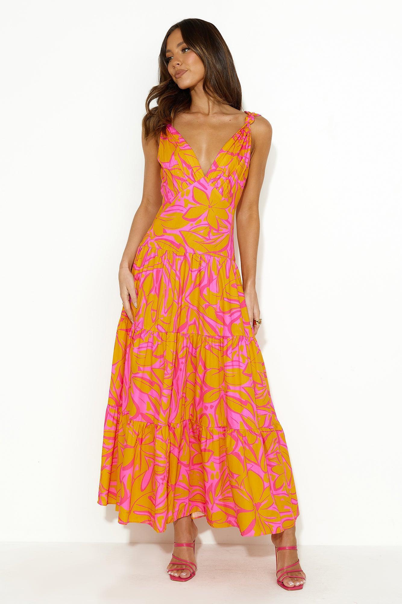 Scents Of Love Midi Dress Orange Product Image