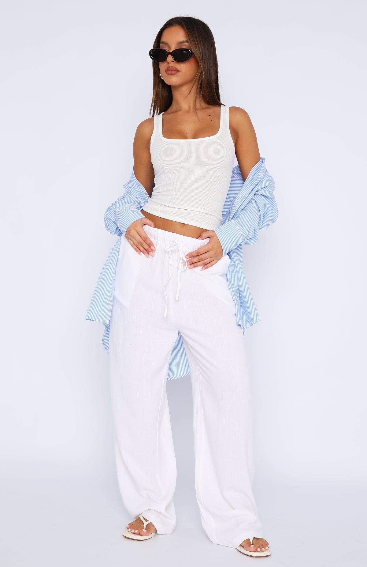 Live It Up Linen Pants White Product Image