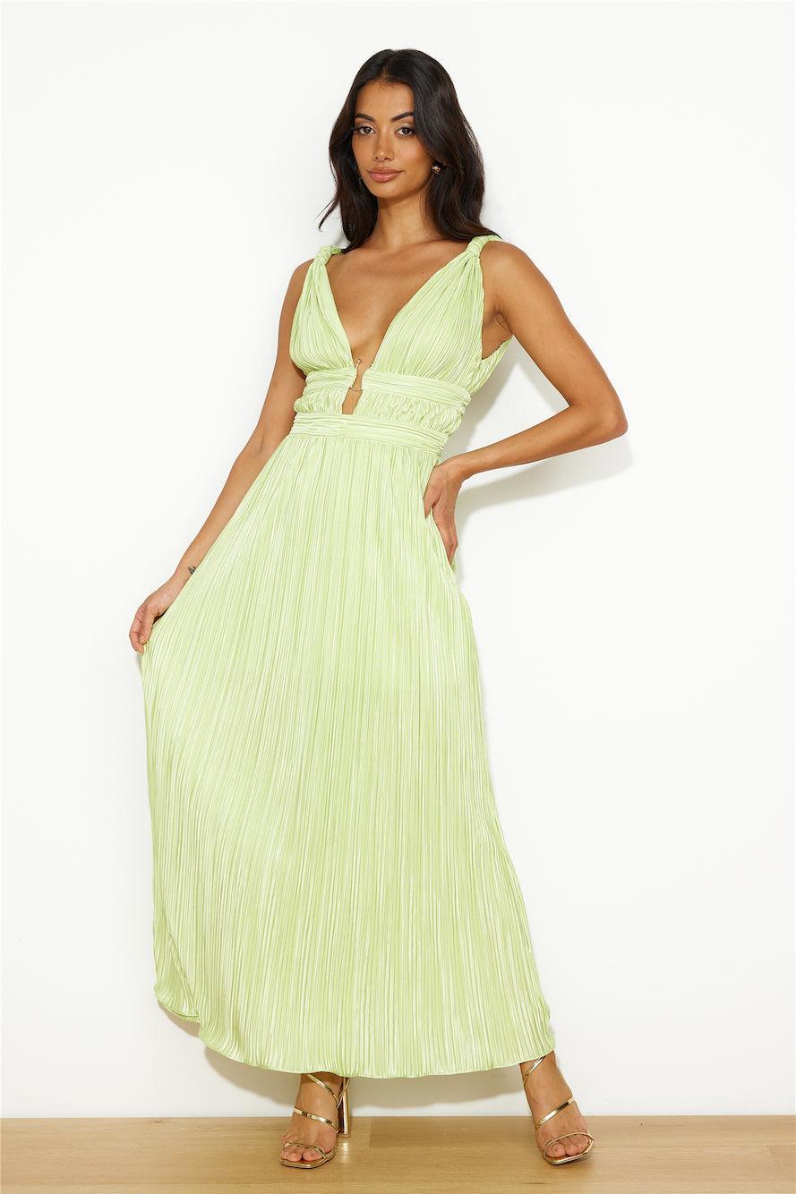 Plisse Magic Maxi Dress Green Product Image