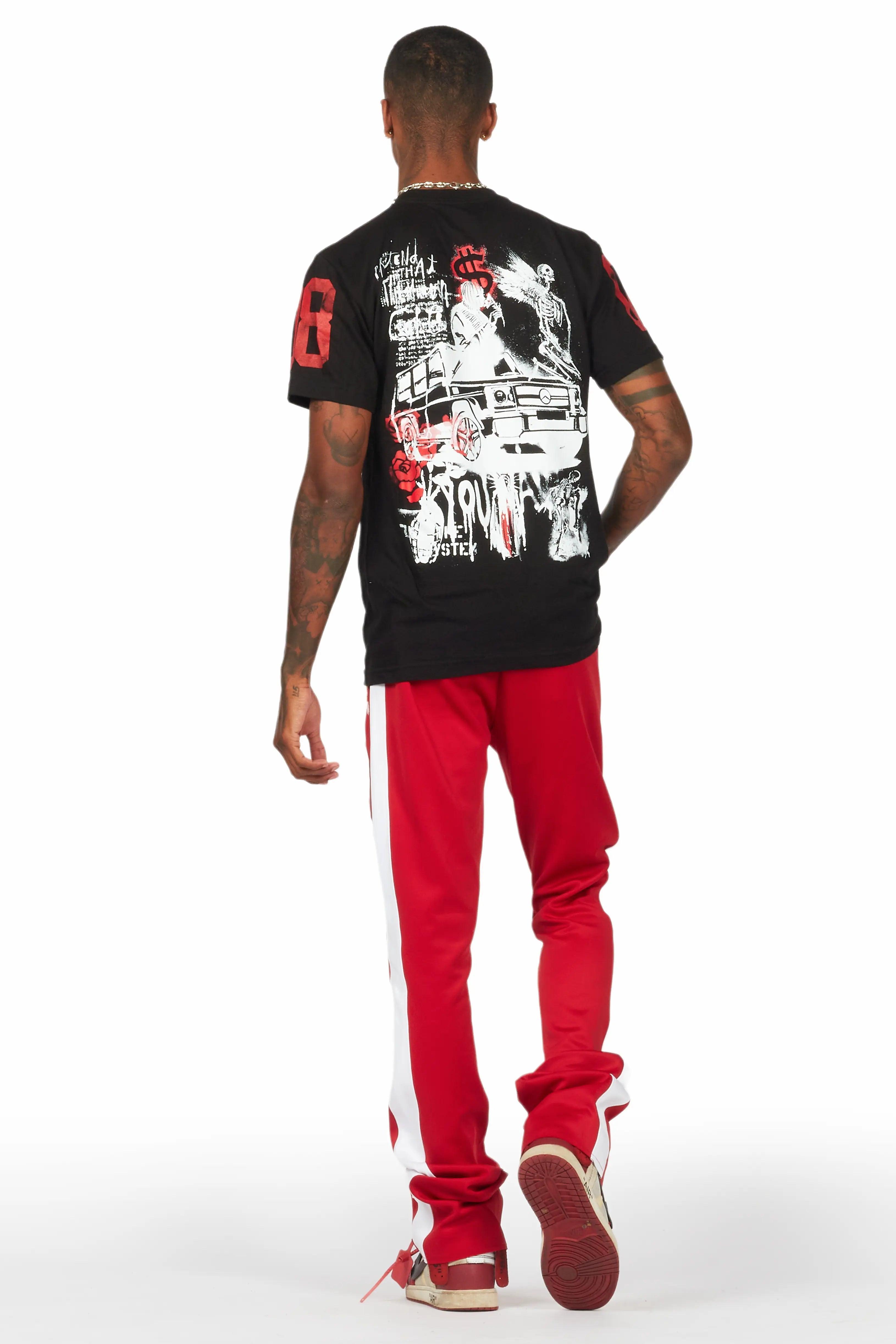 Grill Black/Red T-Shirt/Stacked Flare Track Set Male Product Image