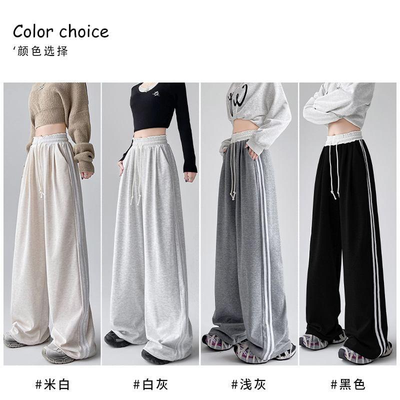 High Waist Striped Print Wide Leg Pants (various Designs) Product Image