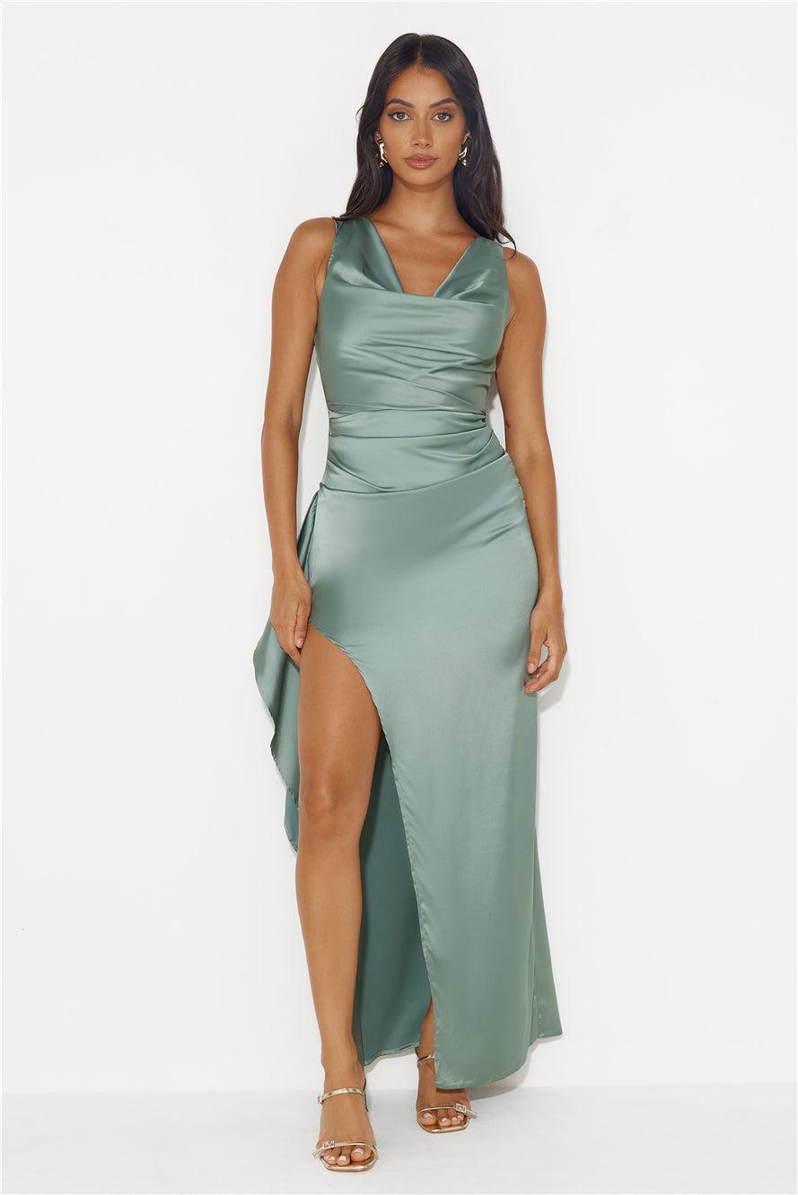 Stars Of Luxury Satin Maxi Dress Sage product image