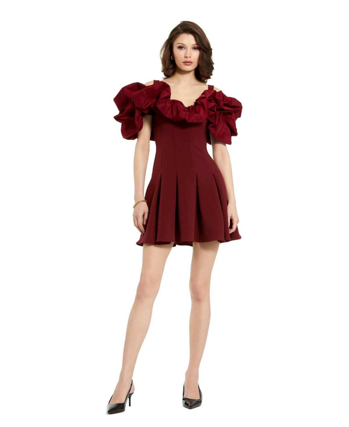 Womens Crepe Faille Godet-Hem Minidress Product Image