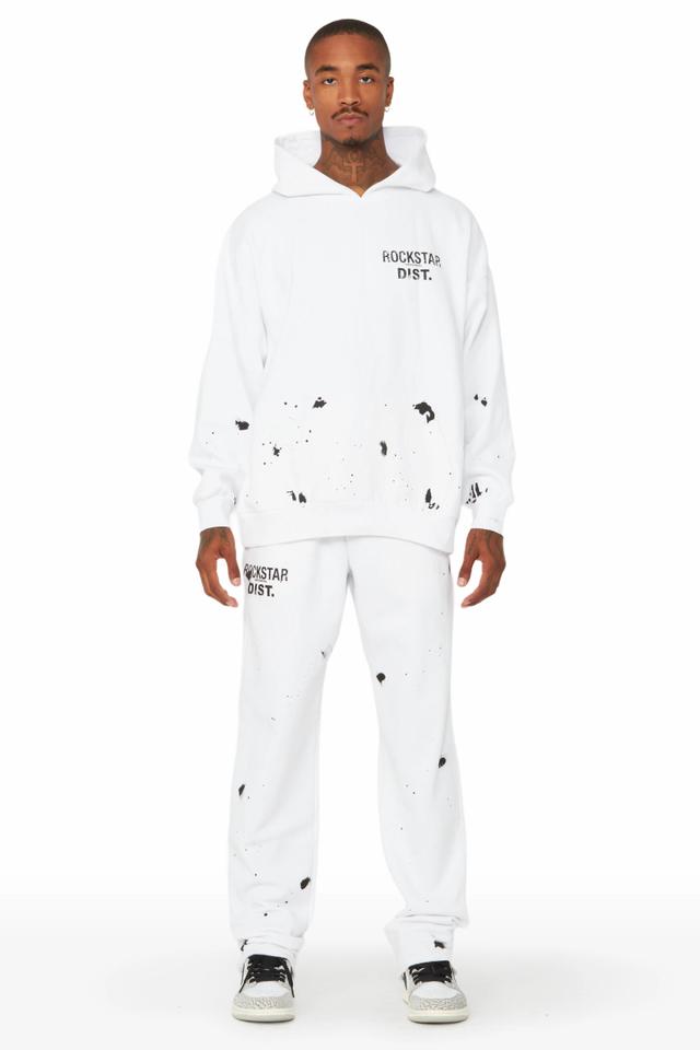 Raffer White Hoodie/Stacked Flare Track Set Male Product Image