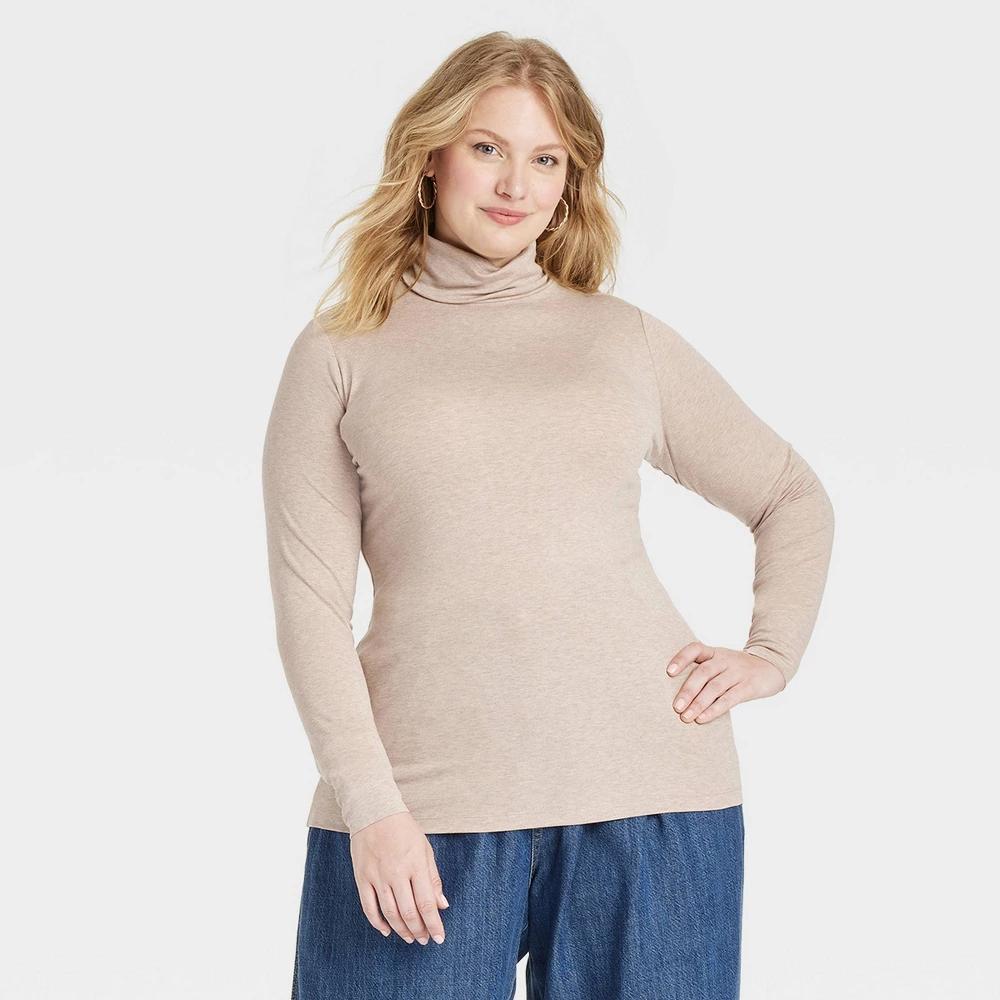 Womens Long Sleeve Featherweight Turtleneck - Universal Thread Heather Taupe 4X product image