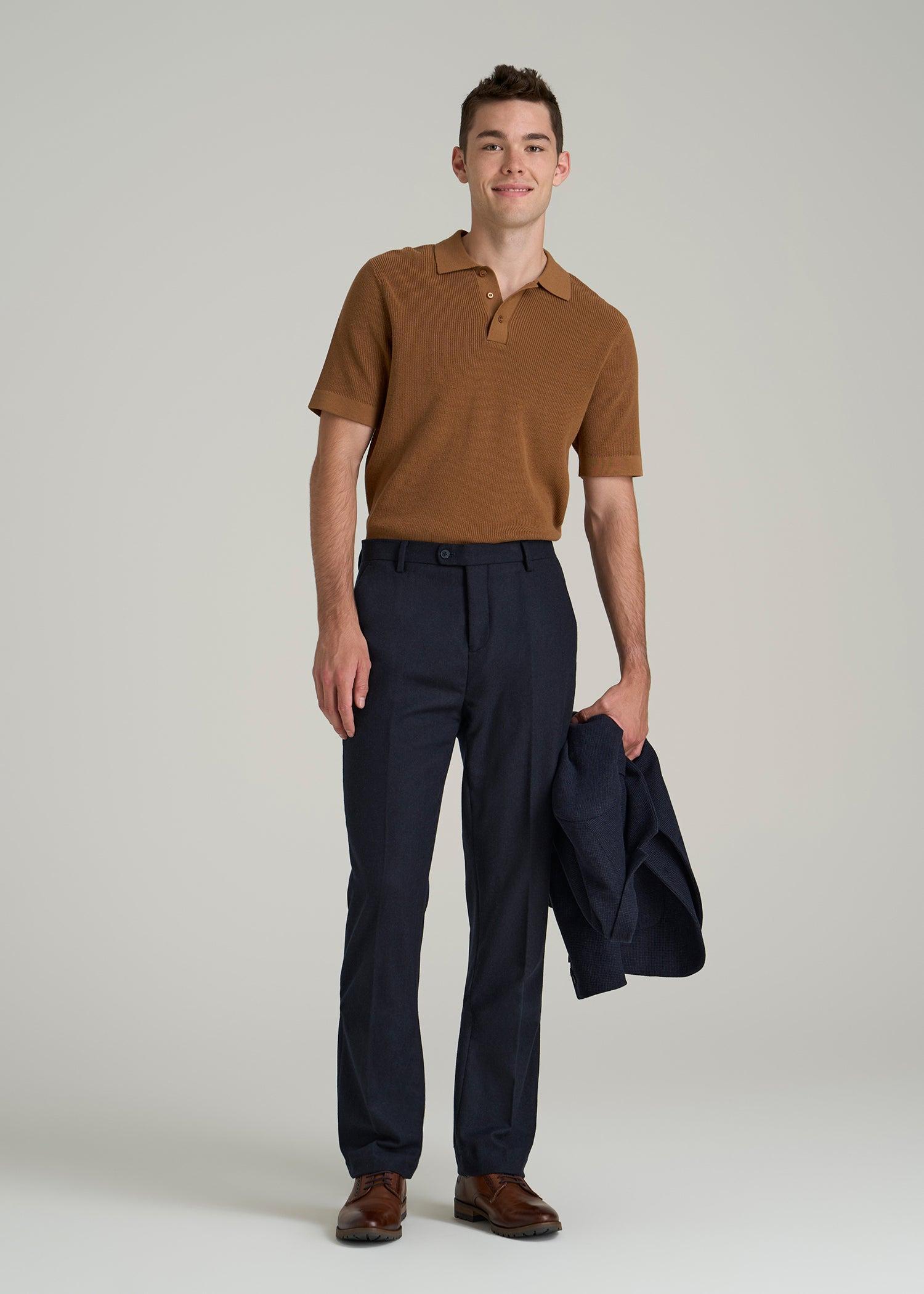 Wool Blend Dress Pants for Tall Men in Raven Blue Product Image