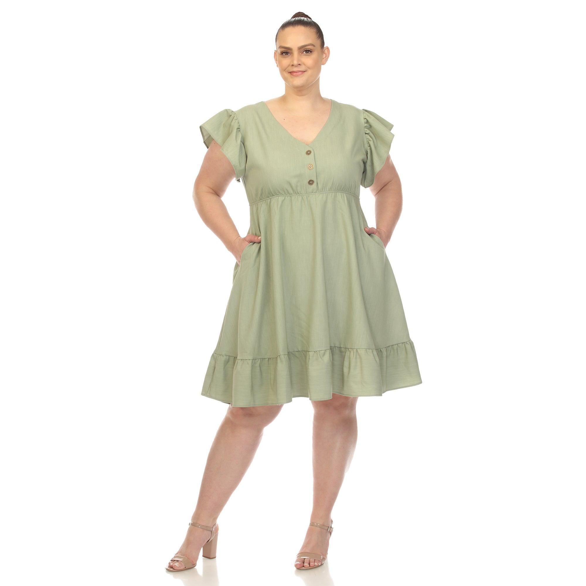 Ruffle Sleeve Knee-Length Dress - Plus Product Image