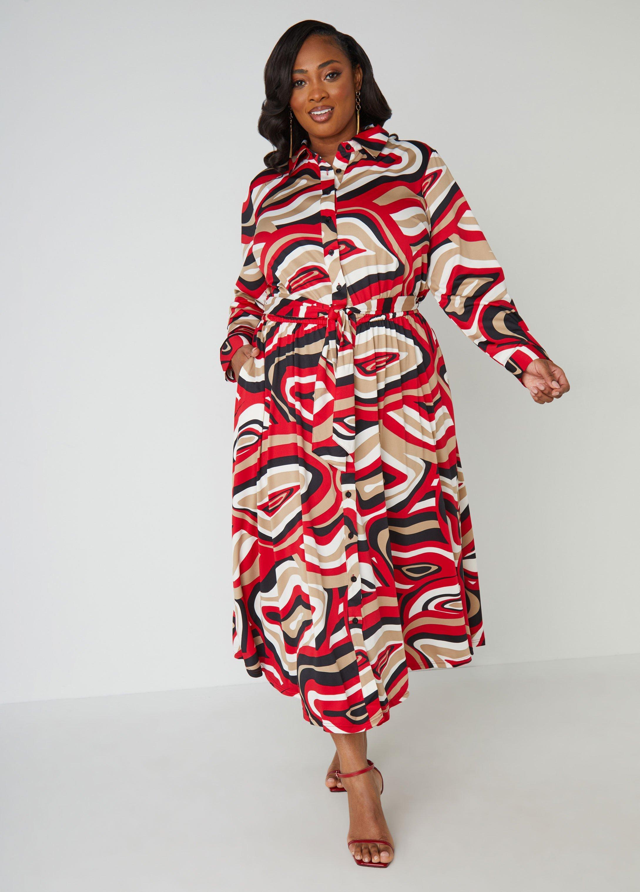 Swirl Print A Line Shirtdress Product Image