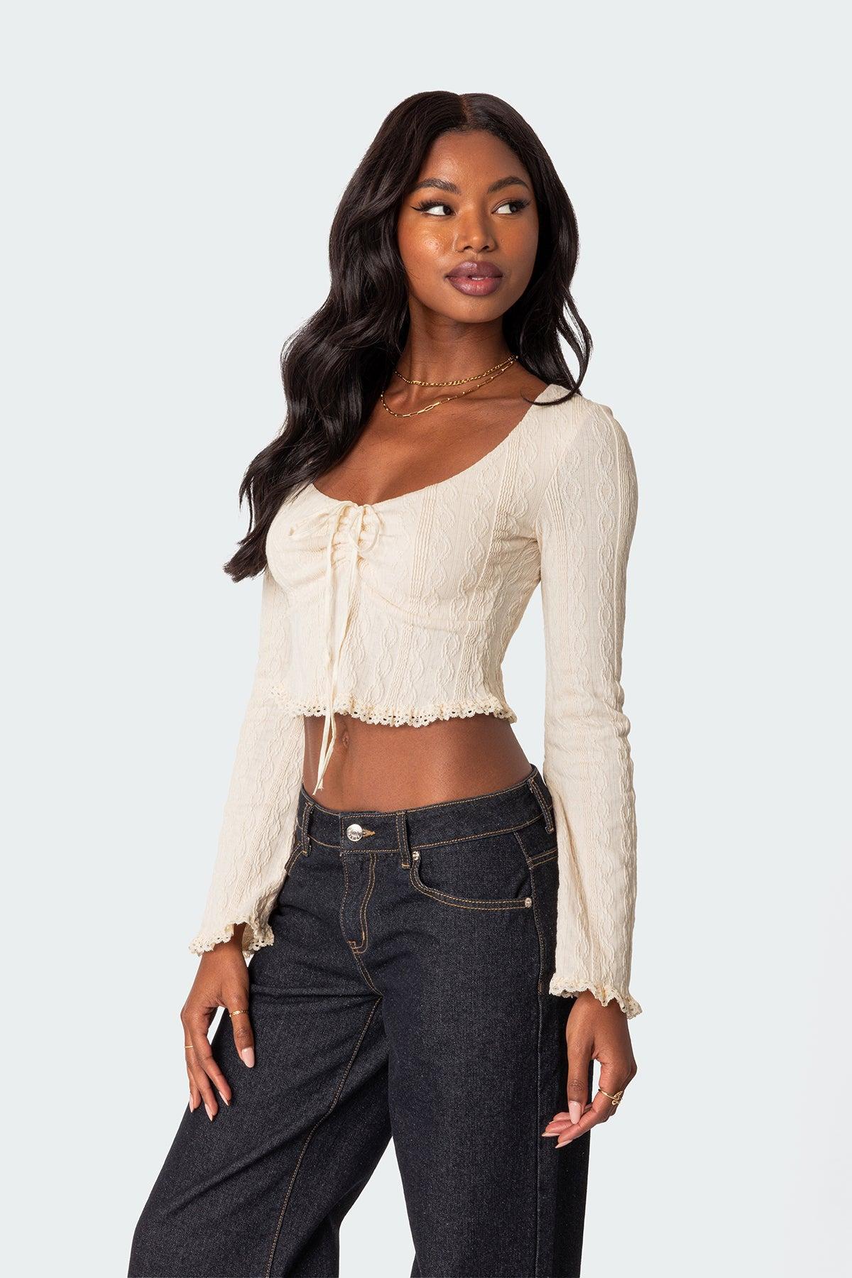 Lacey Long Sleeve Knit Top Product Image