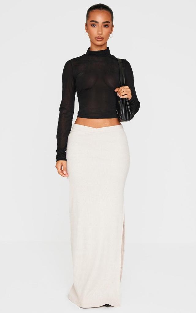 Petite Stone Ribbed Asymmetric Waist Maxi Skirt Product Image