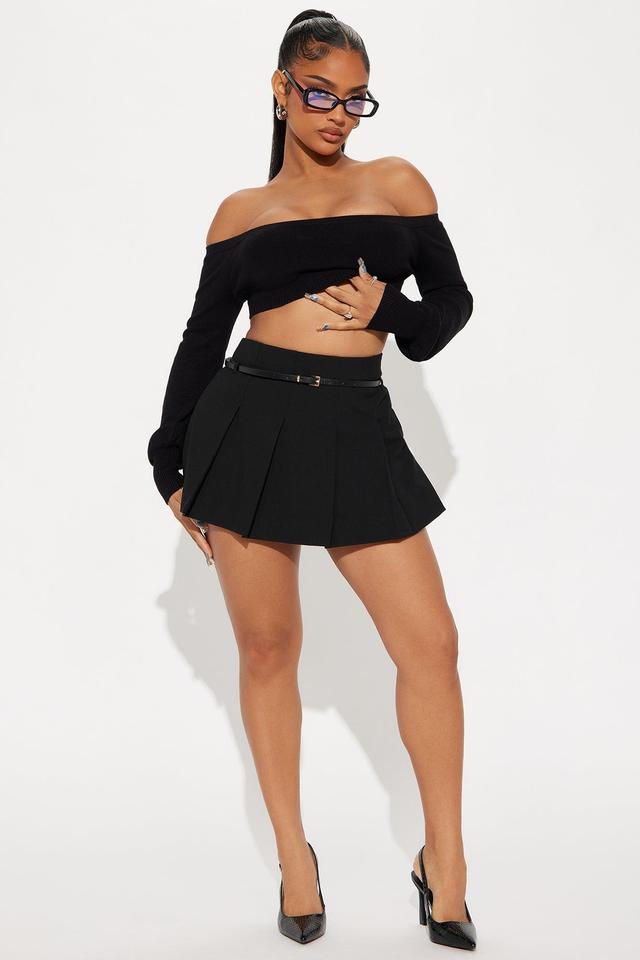 Making Goals Belted Pleated Skort - Black Product Image