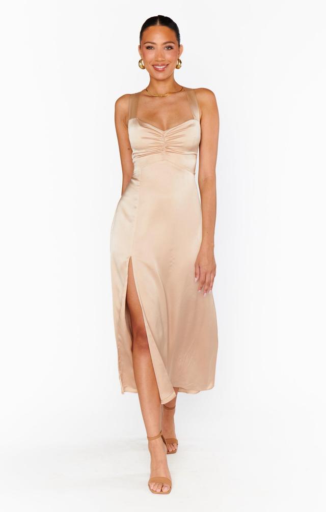 Mina Midi Dress ~ Champagne Luxe Satin Product Image