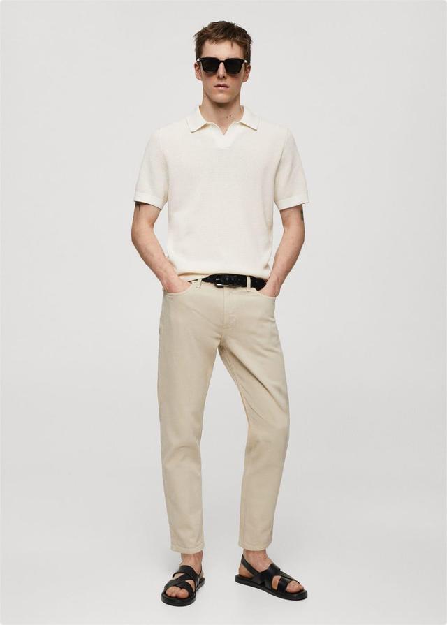 MANGO MAN - Structured knitted polo shirt ecruMen Product Image