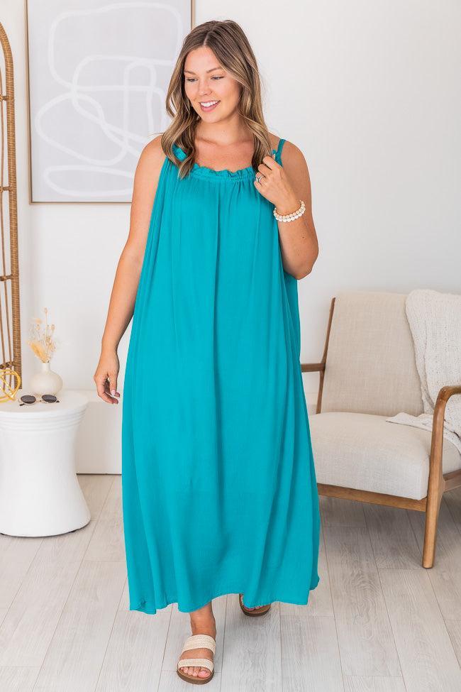 Choose Fate Teal High Neck Midi Dress FINAL SALE Product Image