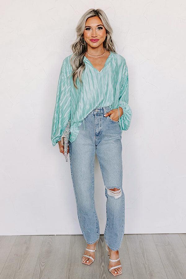 Posh Days Pleated Shift Top in Aqua Product Image