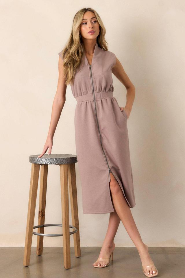 Distant Sun Dark Taupe Sleeveless Midi Dress Product Image