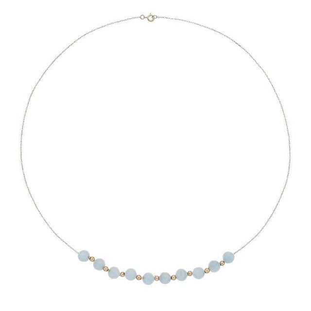 14k Gold Aquamarine Beaded Necklace, Womens Product Image