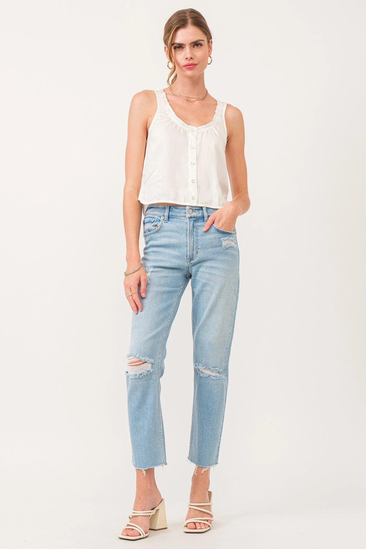 Jodi Super High Rise Cropped Straight Jeans Product Image