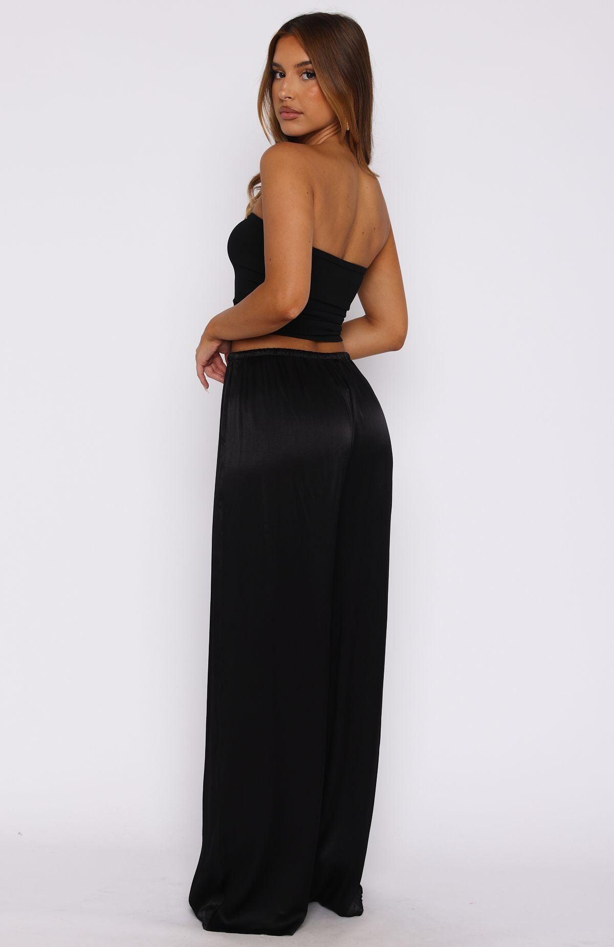 Catching Up Wide Leg Pants Black Product Image