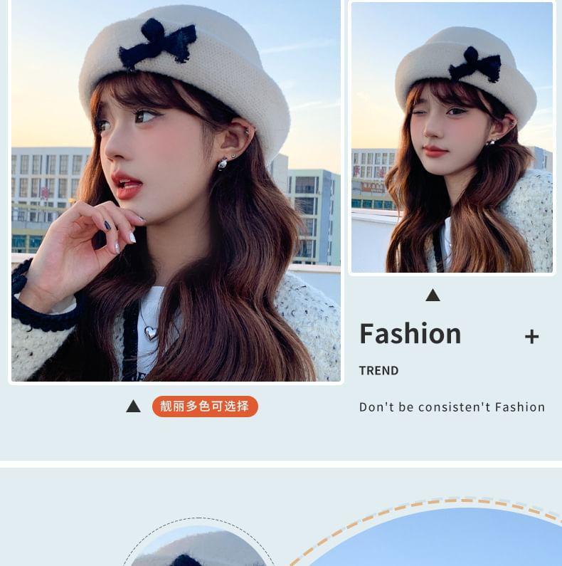 Plain Ribbon Knitted Bucket Hat Product Image